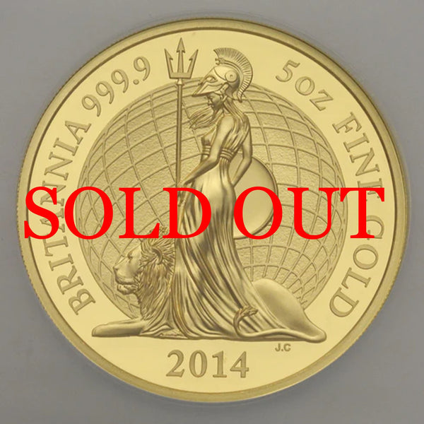 イギリス 2014年 ブリタニア 500ポンド 5oz 金貨 PF70UCAM:5880754-001