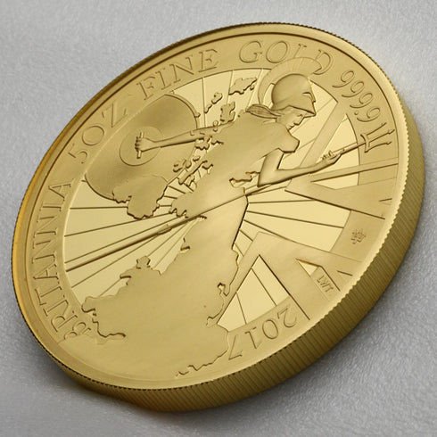 イギリス 2017年 ブリタニア 500ポンド 5oz 金貨 ROYAL MINT オフィシャルボックス付き 裸