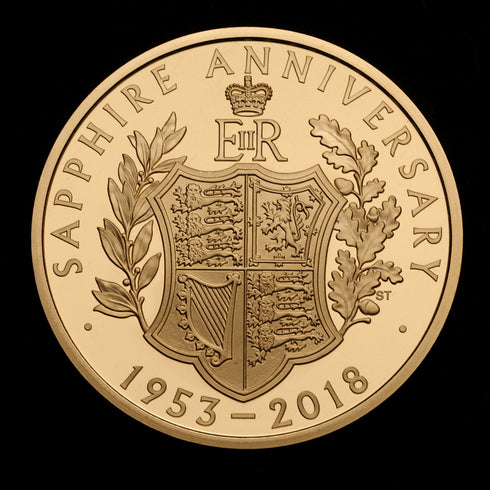 イギリス 2018年 エリザベス2世 戴冠65周年記念 5ポンド金貨 ROYAL MINT オフィシャルボックス付き 裸