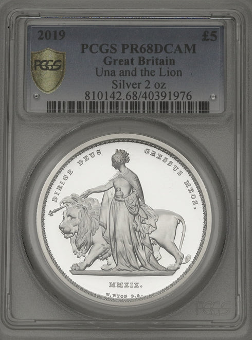 イギリス 2019年 エリザベス2世 ウナとライオン5ポンド銀貨 PR68DCAM 元箱無し:40391976