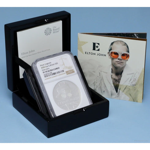 イギリス 2020年 Elton John ロックの殿堂 5ポンド(2oz)銀貨 PF70UCAM:6028675-008-UNIVERSAL COIN
