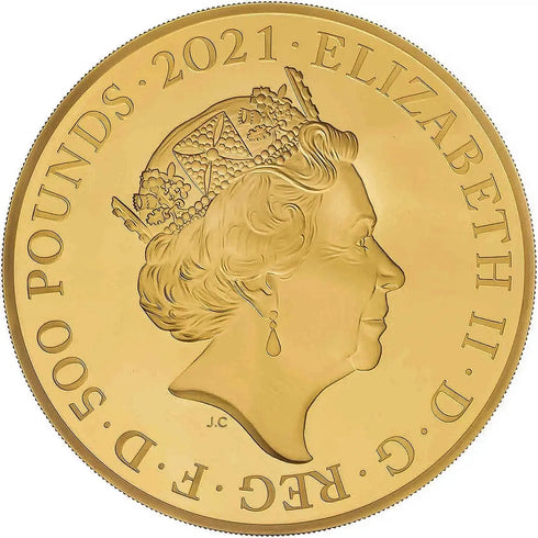 イギリス 2021年 エリザベス2世 ゴチッククラウン(Quartered Arms) 500ポンド 10oz 金貨 裸:未鑑定
