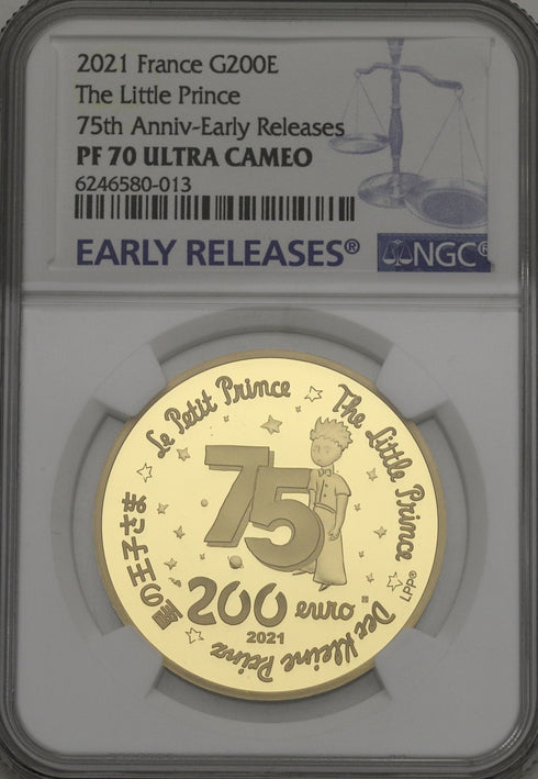 フランス 2021年 星の王子さま 発行75周年 200ユーロ(1oz)金貨 PF70UCAM:6246580-013