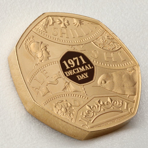 イギリス 2021年 新通貨導入50周年記念 50ペンス金貨 裸