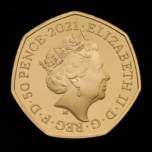 イギリス 2021年 新通貨導入50周年記念 50ペンス金貨 裸