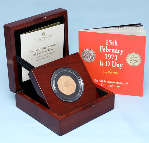 イギリス 2021年 新通貨導入50周年記念 50ペンス金貨 裸