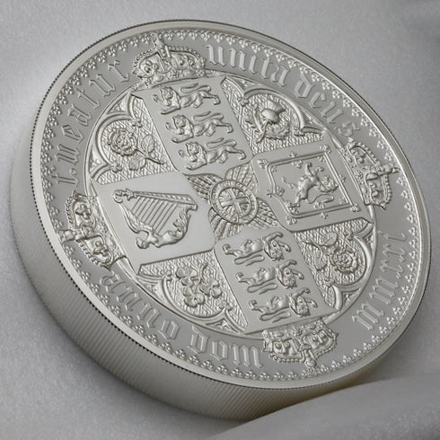 イギリス 2021年 エリザベス2世 ゴチッククラウン(Quartered Arms) 10ポンド(5oz)銀貨:裸-UNIVERSAL COIN