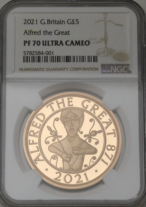 イギリス 2021年 アルフレッド大王即位1150周年記念 5ポンド金貨 PF70UCAM:5782584-001