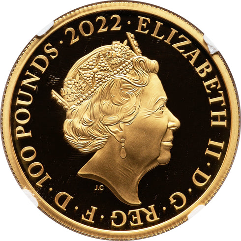 イギリス 2022年 ジョージ1世 100ポンド 1oz 金貨 PF70UCAM:6573636-001