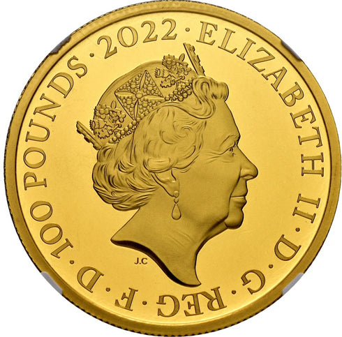 イギリス 2022年 ジョージ1世 100ポンド 1oz 金貨 PF70UCAM:6579283-068