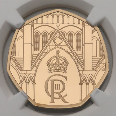 イギリス 2023年 チャールズ3世 戴冠記念 50ペンス金貨 PF70UCAM:6383321-008