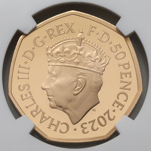 イギリス 2023年 チャールズ3世 戴冠記念 50ペンス金貨 PF70UCAM:6383321-008