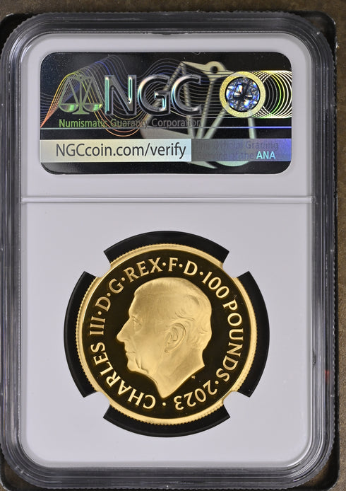 イギリス 2023年 チャールズ1世 100ポンド 1oz 金貨 PF70UCAM:6787038-015