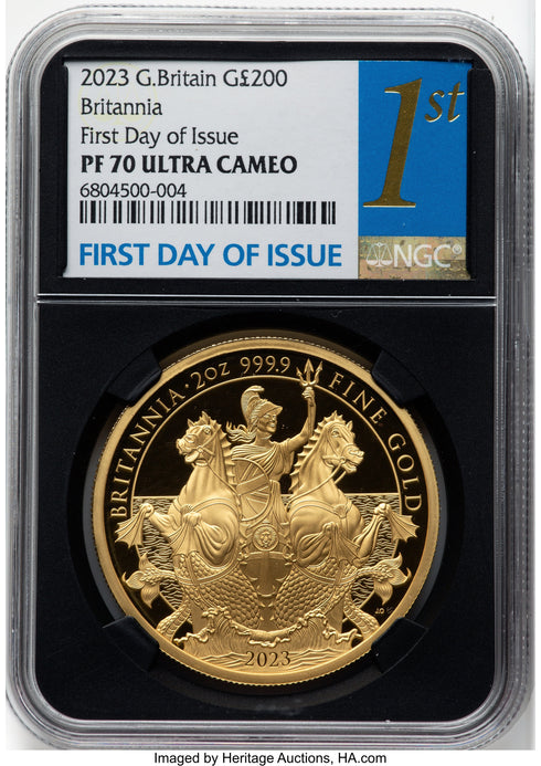 イギリス 2023年 ブリタニア 200ポンド 2oz 金貨 PF70UCAM:6804500-004