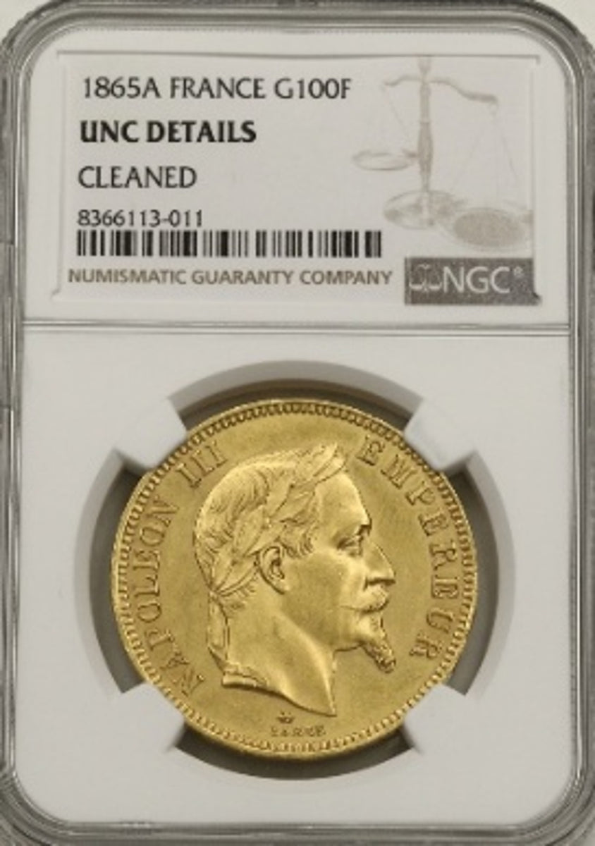 希少性】フランス 1867年BB ナポレオン3世 100フラン金貨 UNC