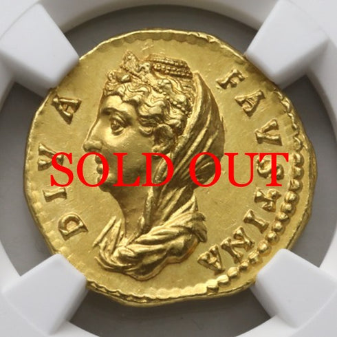 古代ローマ帝国 138-140/1AD 大ファウスティナ/運命の女神フォルトゥーナ アウレウス金貨 ChMS5/5,4/5 Fine Style:4938371-014