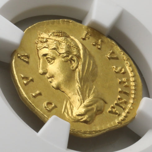 古代ローマ帝国 138-140/1AD 大ファウスティナ/運命の女神フォルトゥーナ アウレウス金貨 ChMS5/5,4/5 Fine Style:4938371-014