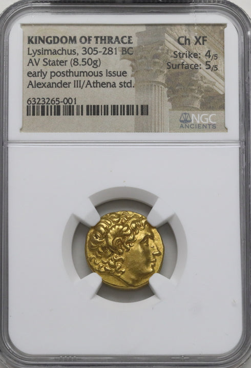 古代トラキア 323-281BC リュシマコス スターテル金貨 Ch XF Strike4/5 Surface5/5:6323265-001-UNIVERSAL COIN