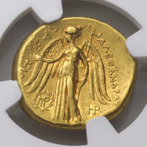 古代マケドニア王国 336-323BC アレキサンダー大王 スターテル金貨 Ch XF Strike4/5 Surface3/5 ex-jewelry:6830598-003-UNIVERSAL COIN