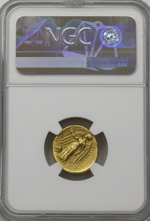 古代マケドニア王国 336-323BC アレキサンダー大王 スターテル金貨 XF Strike5/5,Surface2/5 Fine Style ex-jewelry:4372903-066