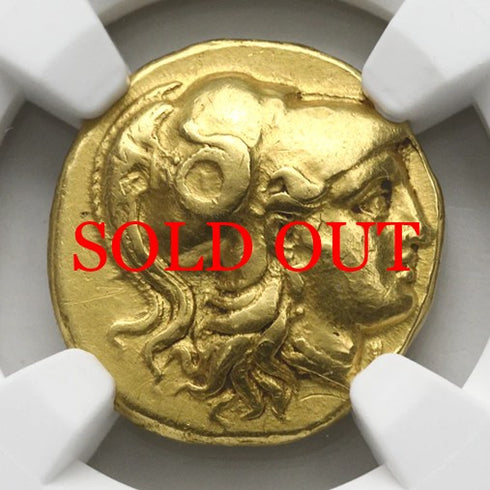 古代マケドニア王国 336-323BC アレキサンダー大王 スターテル金貨 XF Strike5/5,Surface2/5 Fine Style ex-jewelry:4372903-066