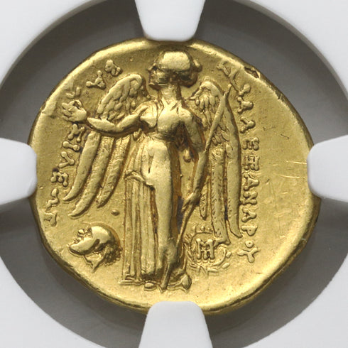古代マケドニア王国 336-323BC アレキサンダー大王 スターテル金貨 XF Strike5/5,Surface2/5 Fine Style ex-jewelry:4372903-066
