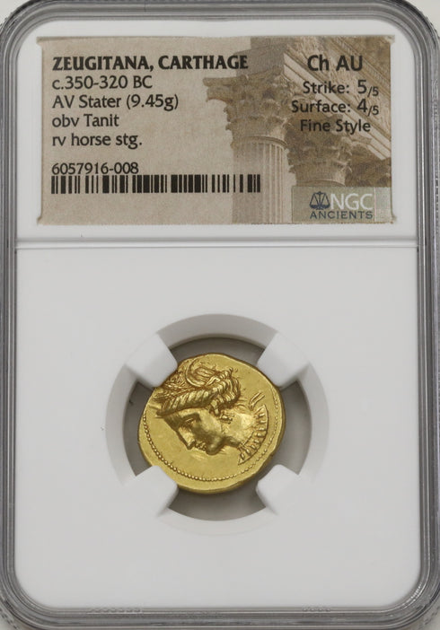 古代カルタゴ 350-320BC ゾイジターナ スターテル金貨 Ch AU5/5,4/5 Fine Style:6057916-008