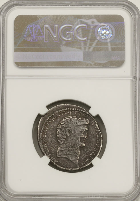 古代共和制ローマ 36BC クレオパトラ7世/マルクス・アントニウス テトラドラクマ銀貨 Ch F Strike5/5,Surface2/5 scraCh es:3958175-011