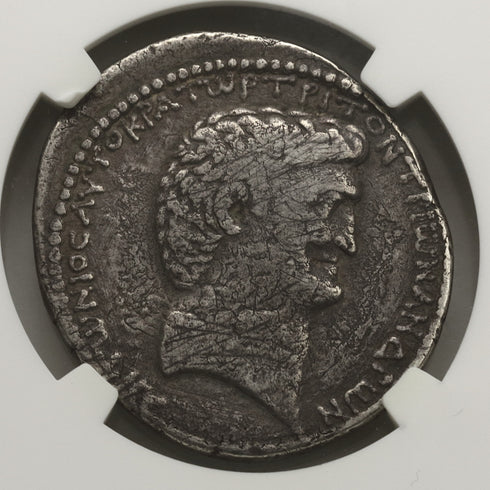 古代共和制ローマ 36BC クレオパトラ7世/マルクス・アントニウス テトラドラクマ銀貨 Ch F Strike5/5,Surface2/5 scraCh es:3958175-011