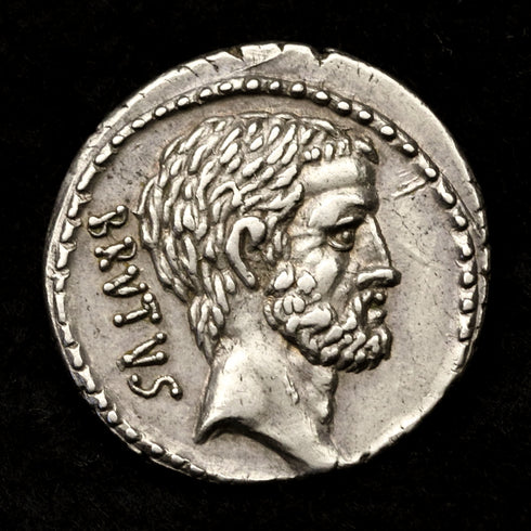 【希少性】★ 古代共和制ローマ 54BC ブルトゥス/アハラ デナリウス銀貨:裸-UNIVERSAL COIN