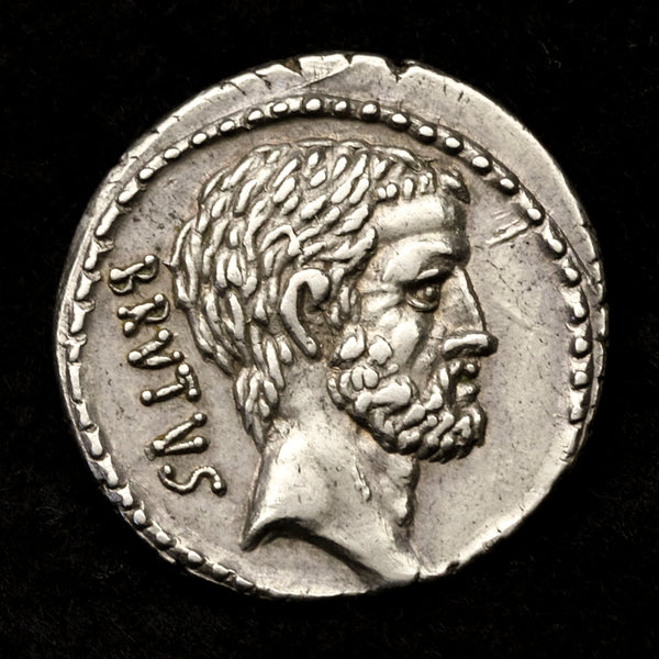 【希少性】★ 古代共和制ローマ 54BC ブルトゥス/アハラ デナリウス銀貨:裸-UNIVERSAL COIN