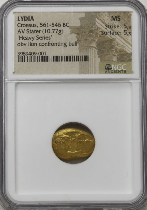 古代リディア 561-546BC クロイソス王 スターテル金貨 Heavy Series MS Strike: 5/5 Surface: 5/5:3989409-001