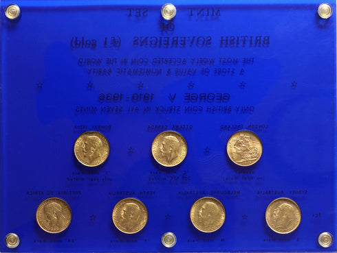 イギリス 1910-1936年 ジョージ5世 ソブリン金貨 5枚セット 裸:未鑑定