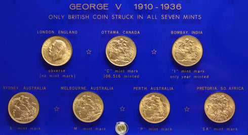 イギリス 1910-1936年 ジョージ5世 ソブリン金貨 5枚セット 裸:未鑑定