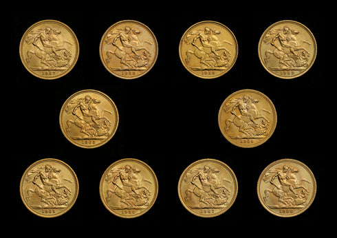 イギリス 1950~1960年代 エリザベス2世 ソブリン金貨10枚セット 裸:未鑑定