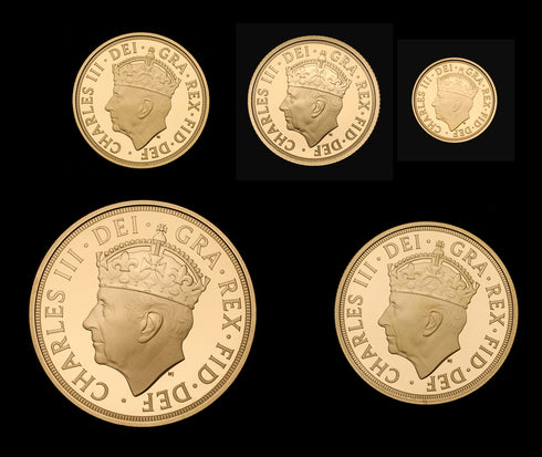 イギリス 2023年 チャールズ3世 聖ジョージと竜退治 5ポンド金貨 5枚セット 裸