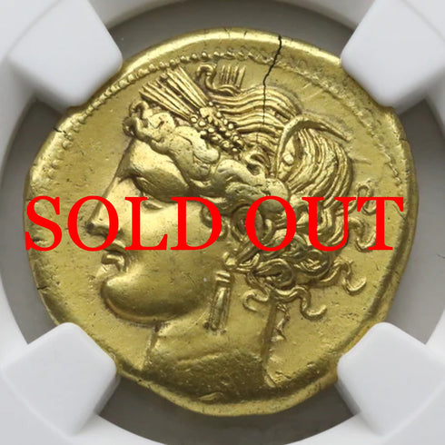 古代カルタゴ 264-241BC ゾイジターナ トリヘミシェケル金貨 AU4/5,2/5 brushed:4372904-013