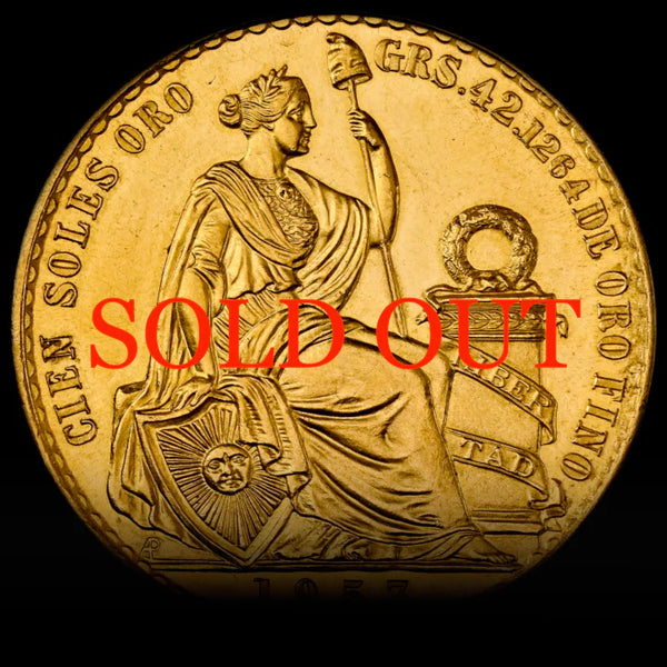 ペルー 1959年 女神座像 50ソル金貨 MS65:8662806-017