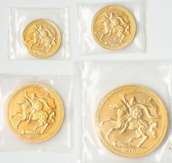 マン島 1977年 エリザベス2世 ヴァイキング・ウォリアー 5ポンド金貨 4枚セット 裸:未鑑定
