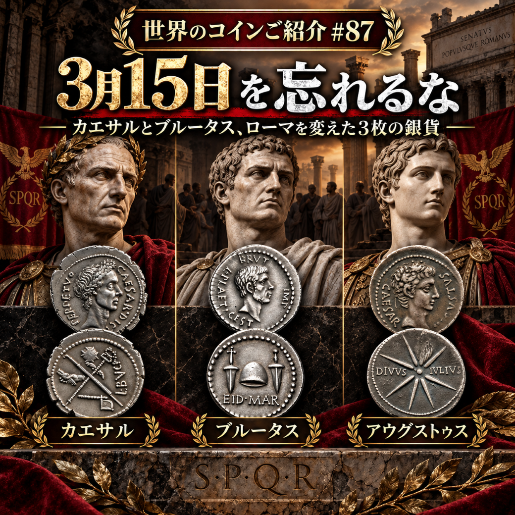 世界のコインご紹介#87：「3月15日を忘れるな」カエサルとブルータス、ローマを変えた3枚の銀貨