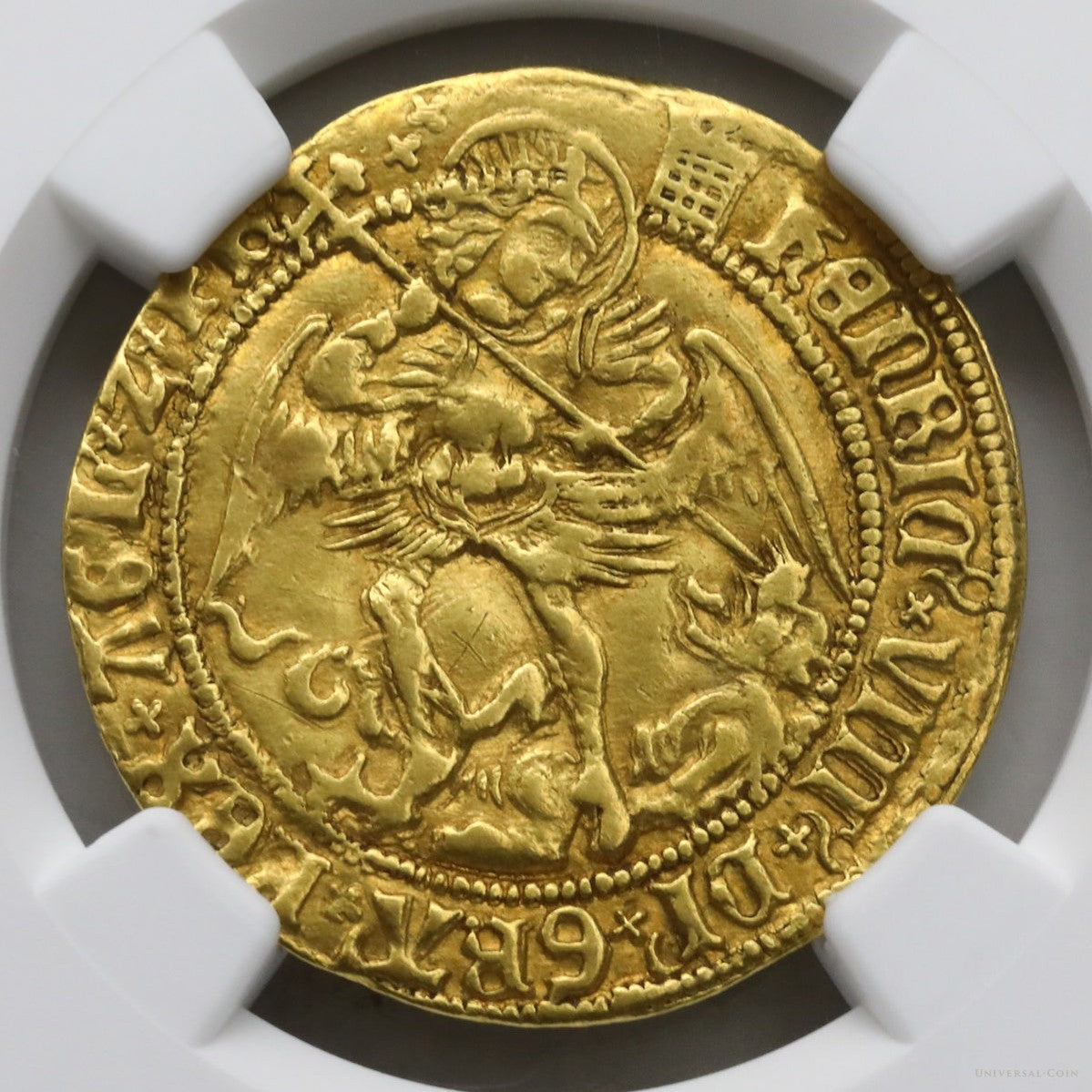 イギリス 1509-26年 ヘンリー8世 エンジェル金貨 AU53：6762404-004