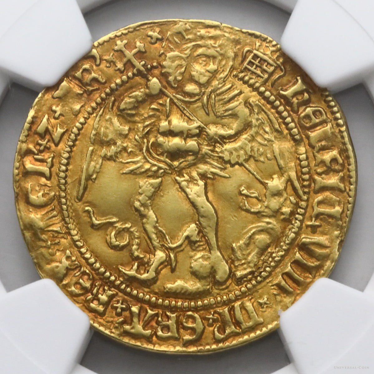 イギリス 1509-26年 ヘンリー8世 エンジェル金貨 AU58：6297024-002