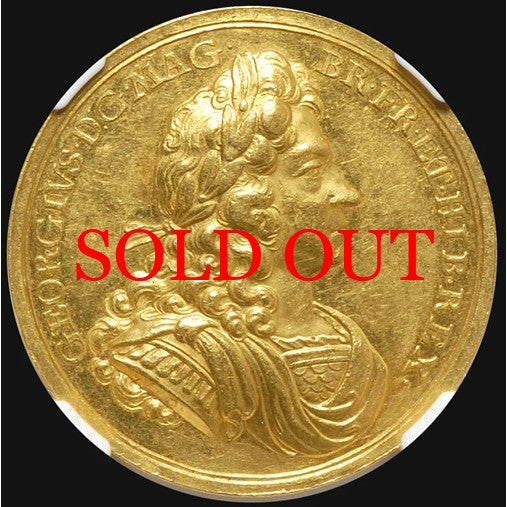 イギリス 1714年 ジョージ1世 戴冠記念 金メダル AU58：3901021-004