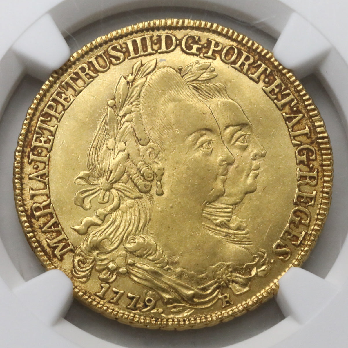 ブラジル 1779年R マリア1世/ペドロ3世 6400レアル金貨 MS62：6327327-008