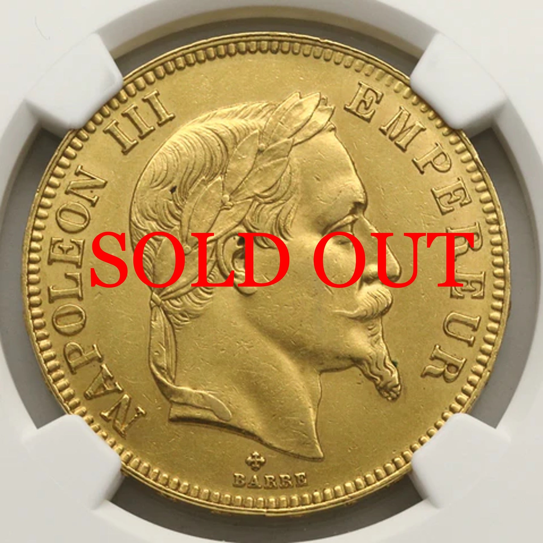 フランス 1863年BB ナポレオン3世 100フラン金貨 AU58：8366111-007