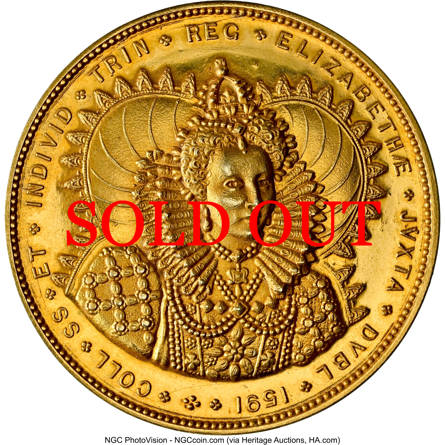 イギリス 1919年 エリザベス1世 ダブリン大学 トリニティ・カレッジ 金メダル MS64PL：8523318-002