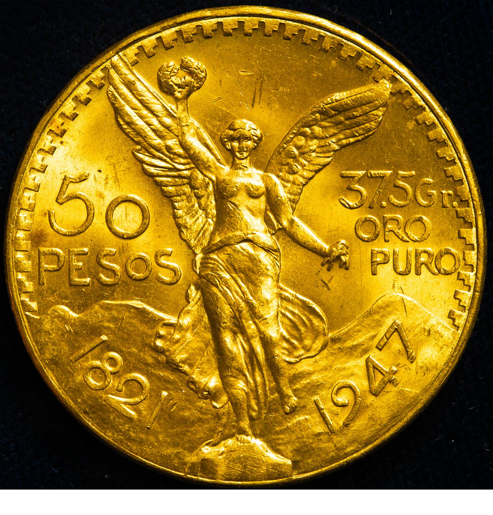 メキシコ 1947年 勝利の女神ヴィクトリア メキシコ独立100周年記念 50ペソ金貨 Restrike 裸：未鑑定