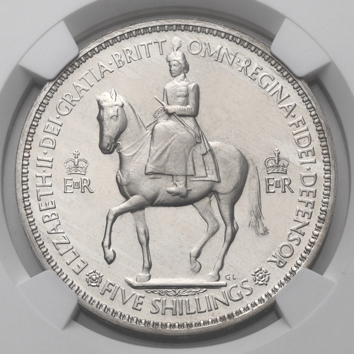 イギリス 1953年 エリザベス2世 戴冠記念 クラウン銀貨 PF66