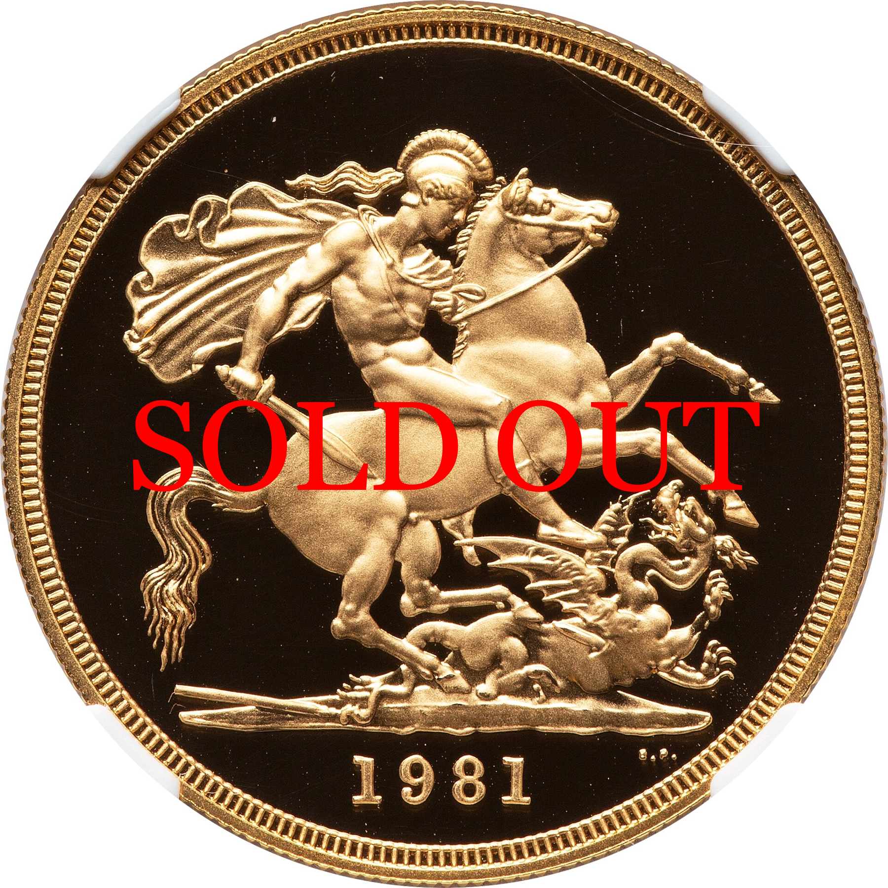 イギリス 1981年 エリザベス2世 5ポンド金貨 PF69UCAM：4723921-033