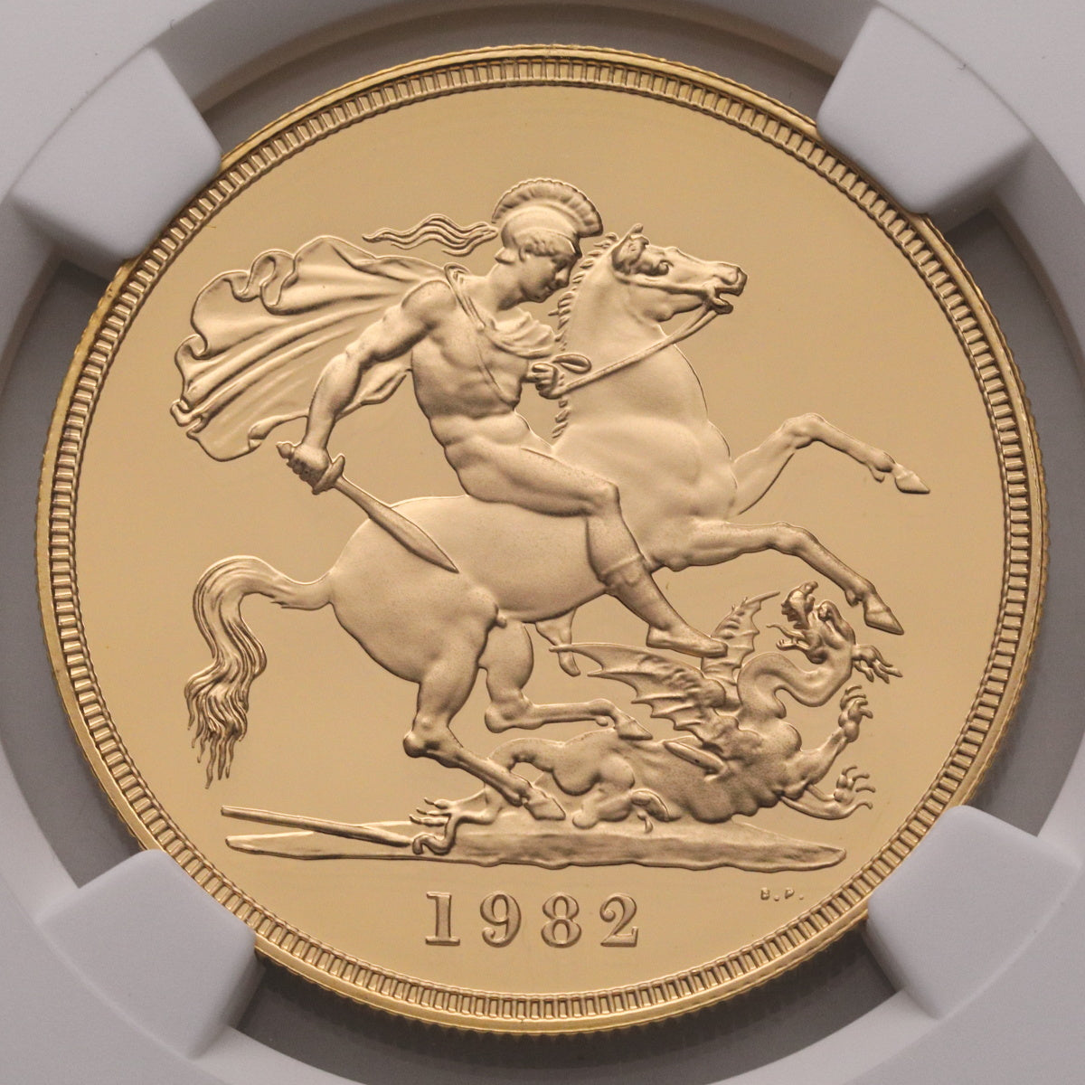 イギリス 1982年 エリザベス2世 5ポンド金貨 PF69UCAM：2809320-001